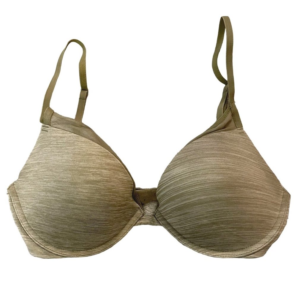 Victoria’s Secret Womens Size 32D Padded Plunge Bra Olive Green Mesh Underwire